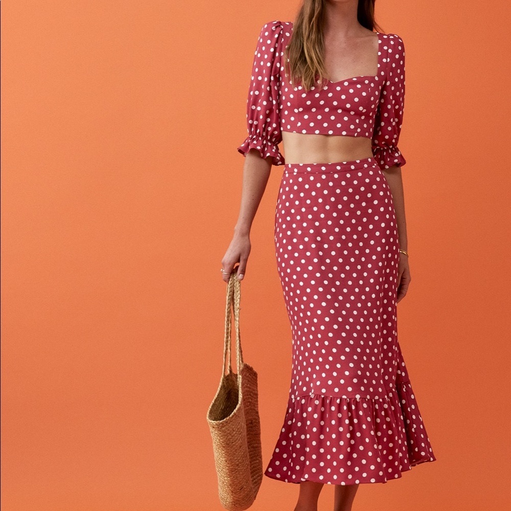 reformation fiona red and white campari TOP ONLY 2